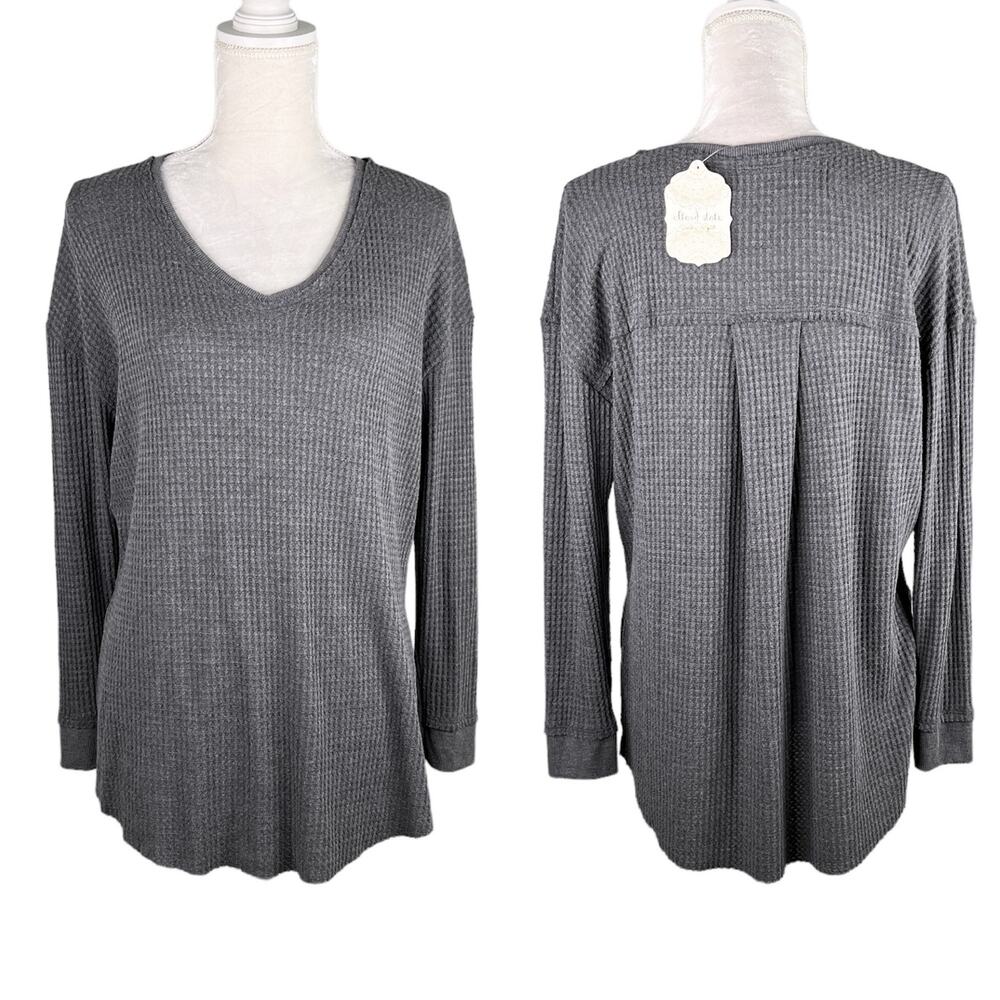 Altar'd State Thermal Top Charcoal Gray Waffle Small New